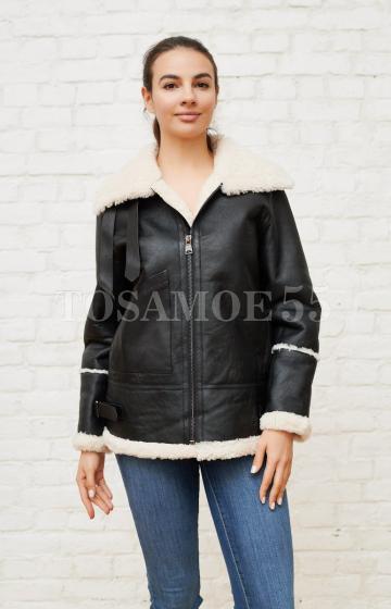 Дубленка авиатор женская чёрного цвета