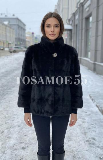 Черная короткая норковая шуба поперечка